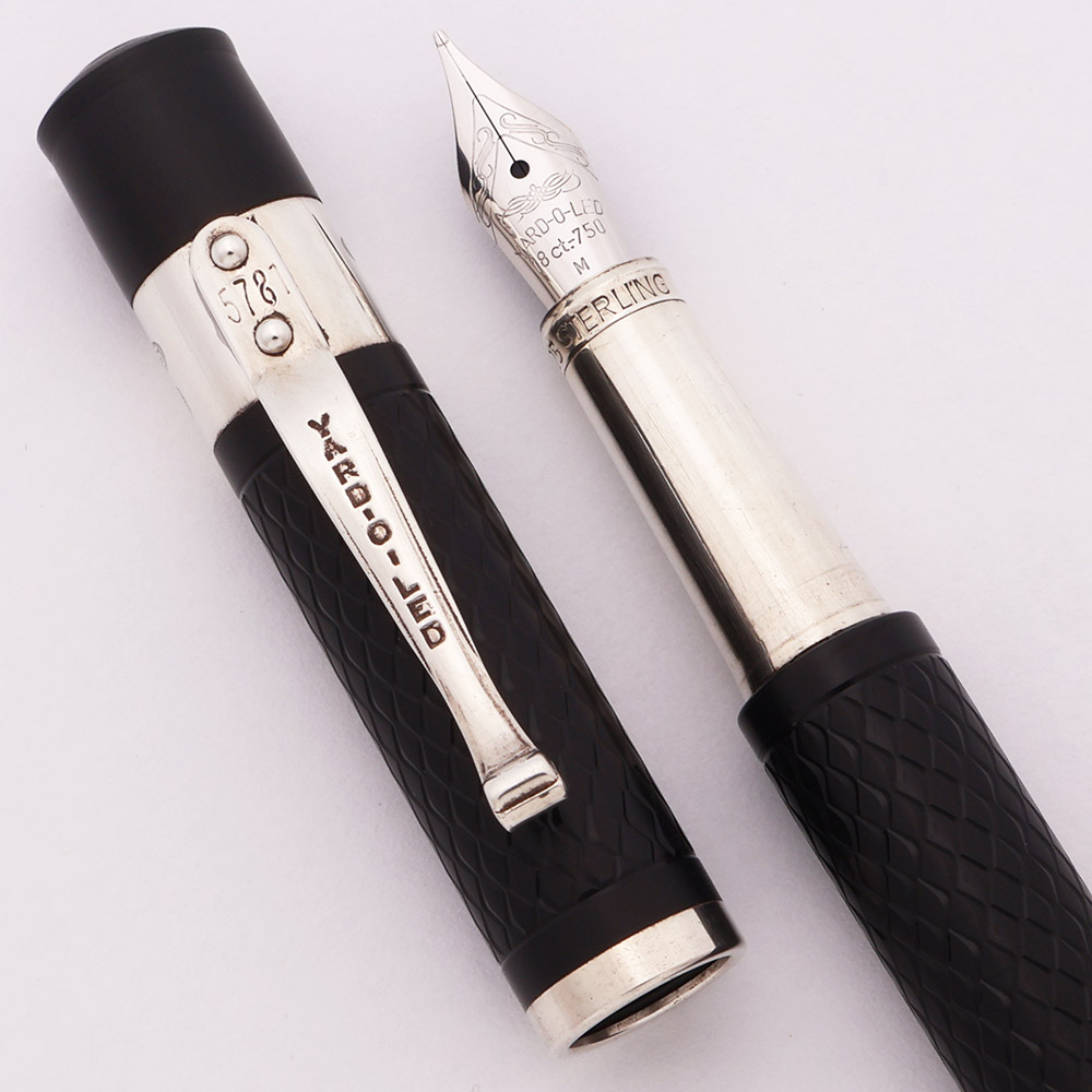Yard-O-Led Retro Standard Fountain Pen - Black w Sterling Trim